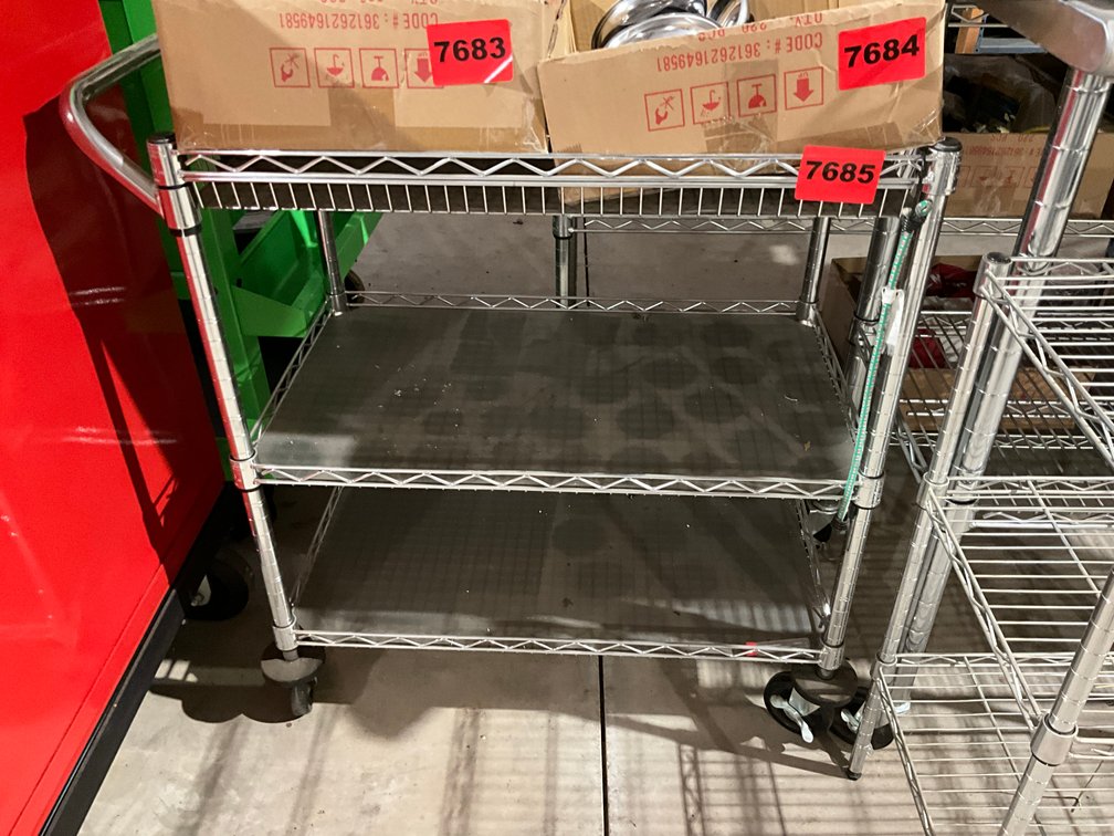 Chrome 3 Tier Roll-A-Round Cart - 30" x 18" x 34"