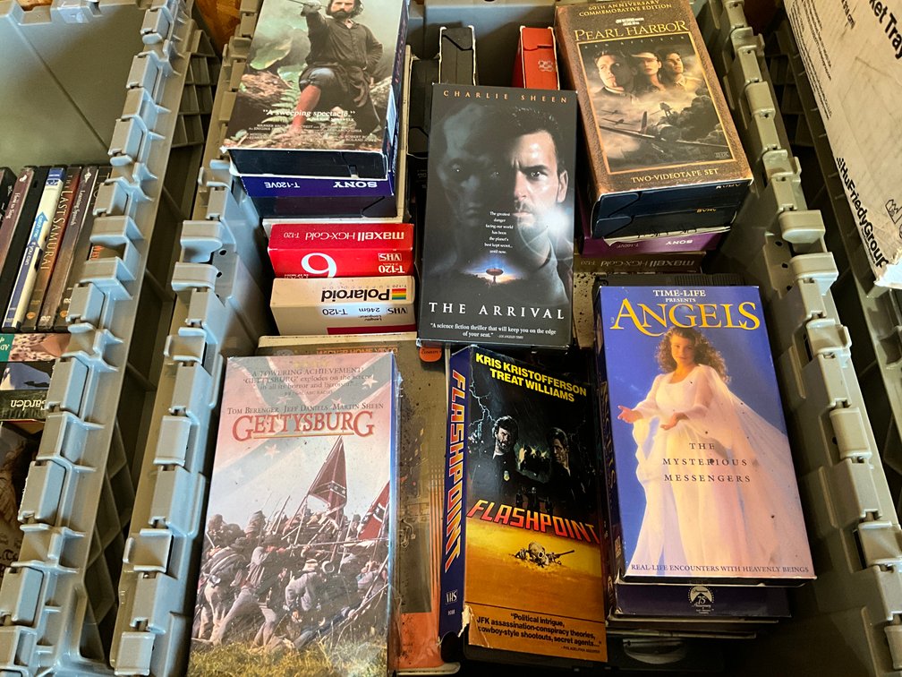 Tub of VHS Tapes