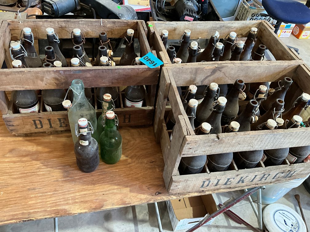 3 Wood Cases w/Diekirch, Luxembourg Bottles