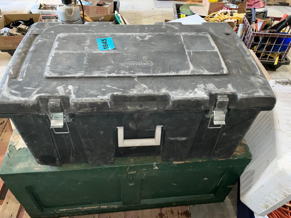 Green Wood Tool Box, Plastic Sterilite Tool Box