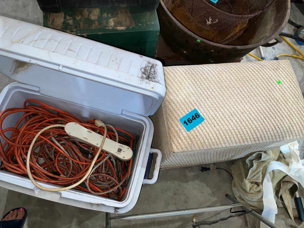 Dirty Clothes Hamper, Igloo Ice Chest w/Extension Cords Inside