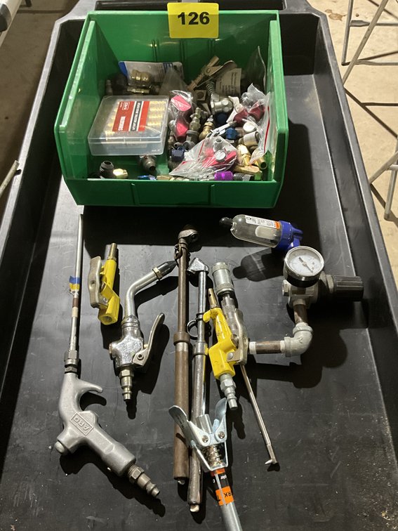 Assorted Air Gauges, Chucks, Quick Connects