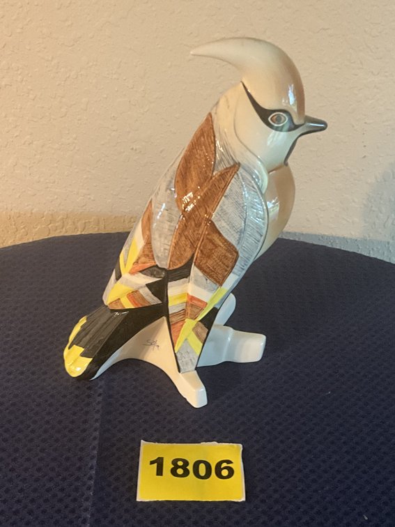 Vintage 1984 Goebel Wax Wing Bird Selim Scuplture-W.Germany, Vintage German Parrot Figurine Porcelain