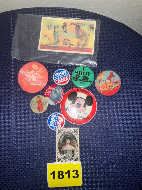 Vintage Postcard from Jim Crow Era, Vintage Asstd Buttons