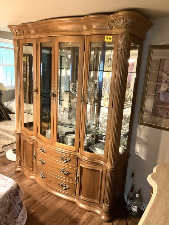 Wooden China Cabinet w/ Glass Doors, Shelving & Storage