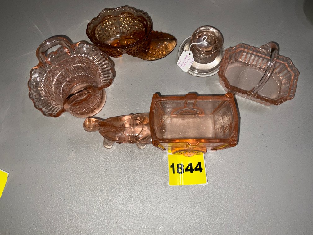 5 Pcs Pink Depression Style Glass