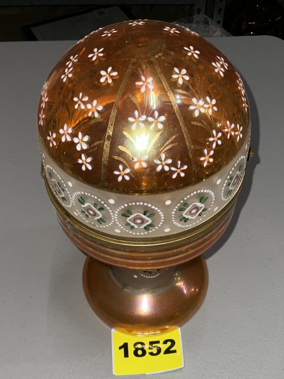 Amber Iridescent Glass Decanter & 4 Glasses Serving Set