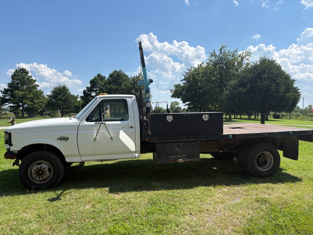 1997 Ford Powerstroke Diesel Flatbed w/ 2,200LB Crane