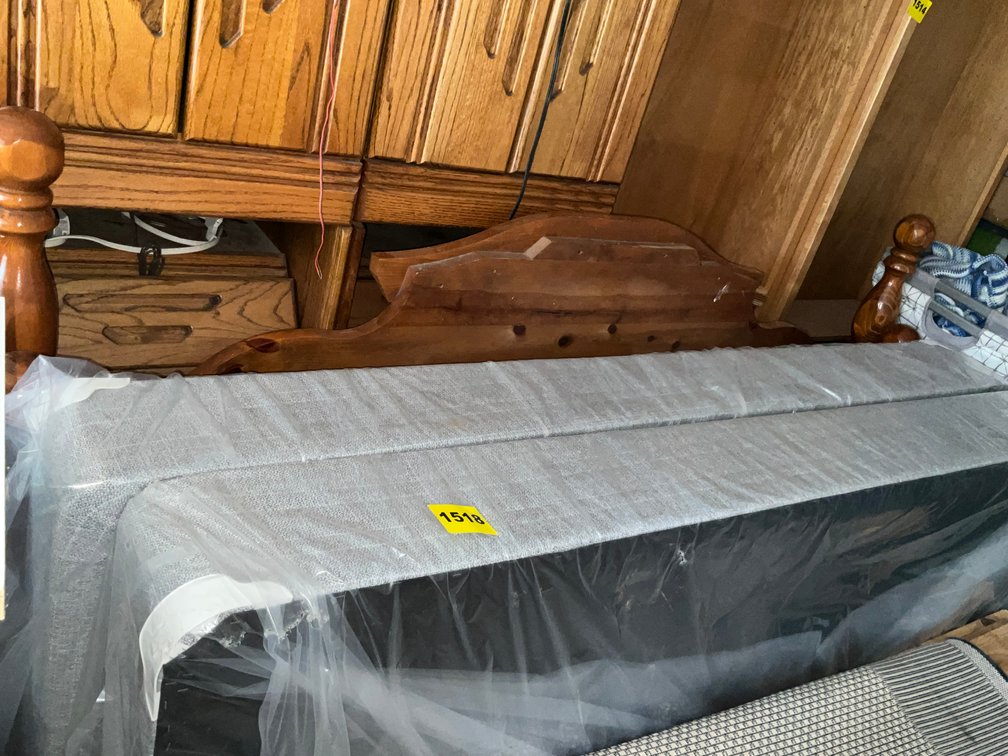 King Size Bed Frame Head & Foot Board With New Box Springs