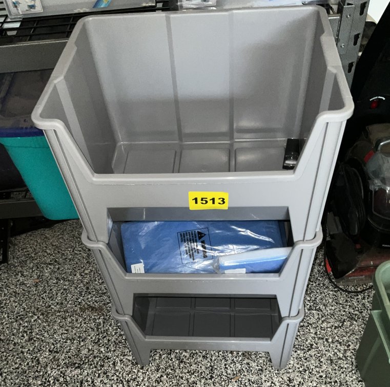 3 Plastic Stackable Storage Bins