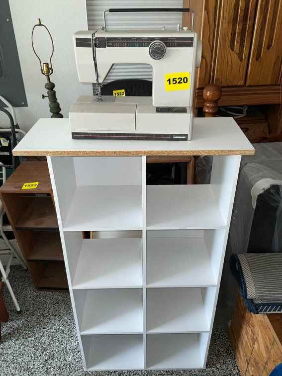 Montgomery Ward Sewing Machine No Power Cord And White Cubical Shelf