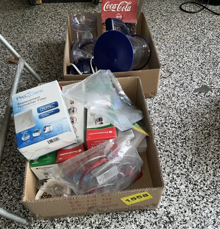 2 Boxes And Contents Ninja Blender, Mixer, Ect