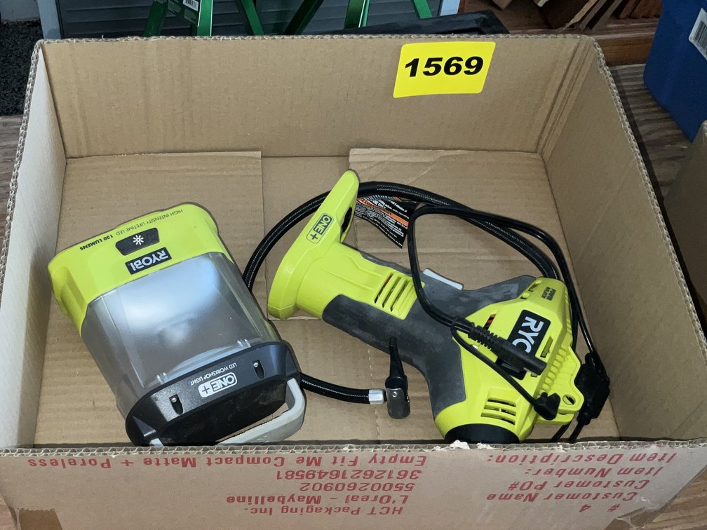 Ryobi Flashlight, Ryobi Inflator No Batteries