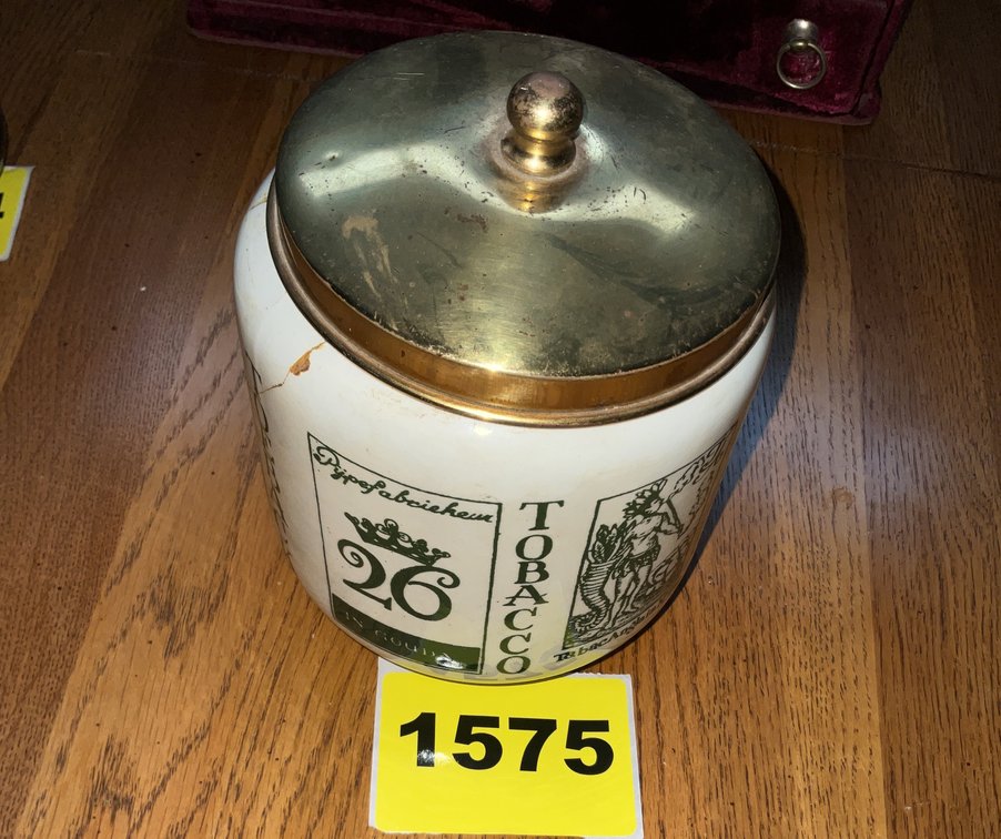 Vintage Tobacco Jar Made In Holland, Has A Crack And Chip