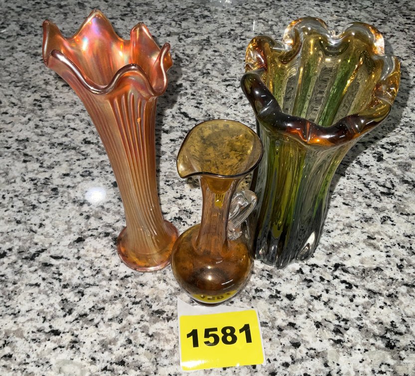 3 Assorted Vases 2 Fenton Style
