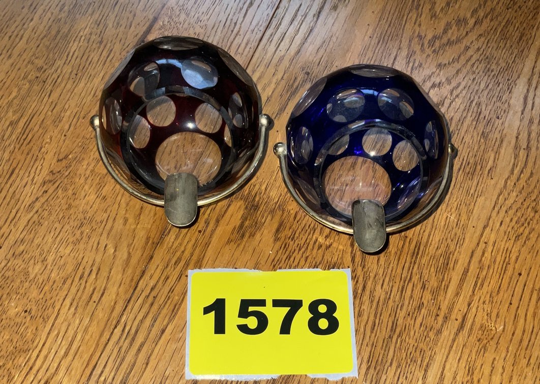 2-VINTAGE Mid Century Modern Vogue Style Cut Ashtrays