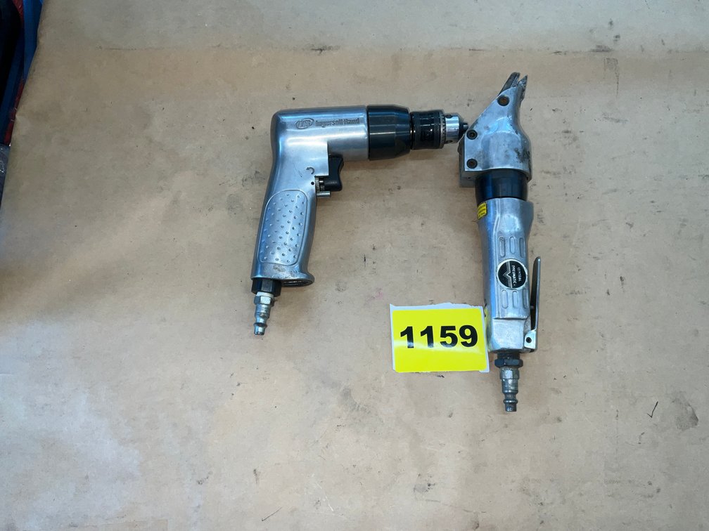 1 Ingersoll Rand 3/8" Air Drill & 1 Central Pneumatic Air Inline Metal Shear