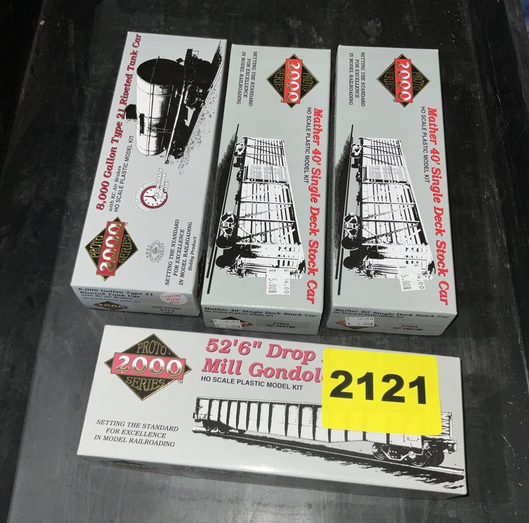 4 Proto 2000 Series Ho Rail Cars 2-np 8500 Stock Cars & #89 Tanker Car 1-#1664 Gondola Car