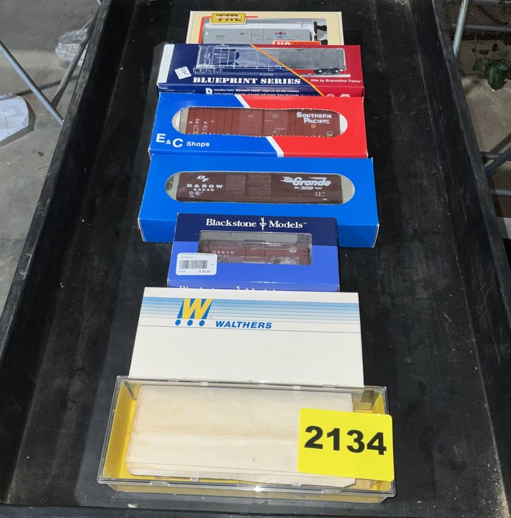 7 Assorted Cars Models Walthers #fl 932-3860 - Blackstone #3120 Boxcar EDC #63540 Boxcar - Edc #296001 Boxcar Tmi #8115 Refrigerator Car - Blueprint Series #2103 Boxcar
