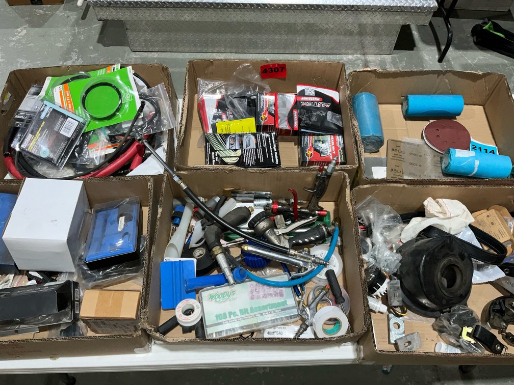 6 Boxes Assorted Hoses, Air Tools, Headlight Restoration Kit