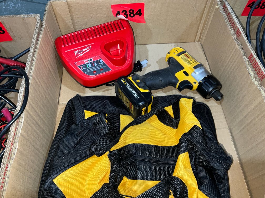 1 Box Miscellaneous Chargers, 12V DeWalt Cordless Screwdriver