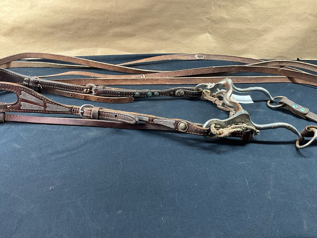 Crockett Renalde Low Port Solid Shank Bit With Leather Headstall And Split Reins