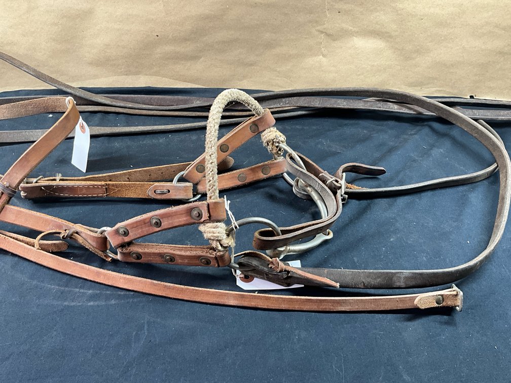 Loose Ring Snaffle Bit With Leather Headstall And Split Reins