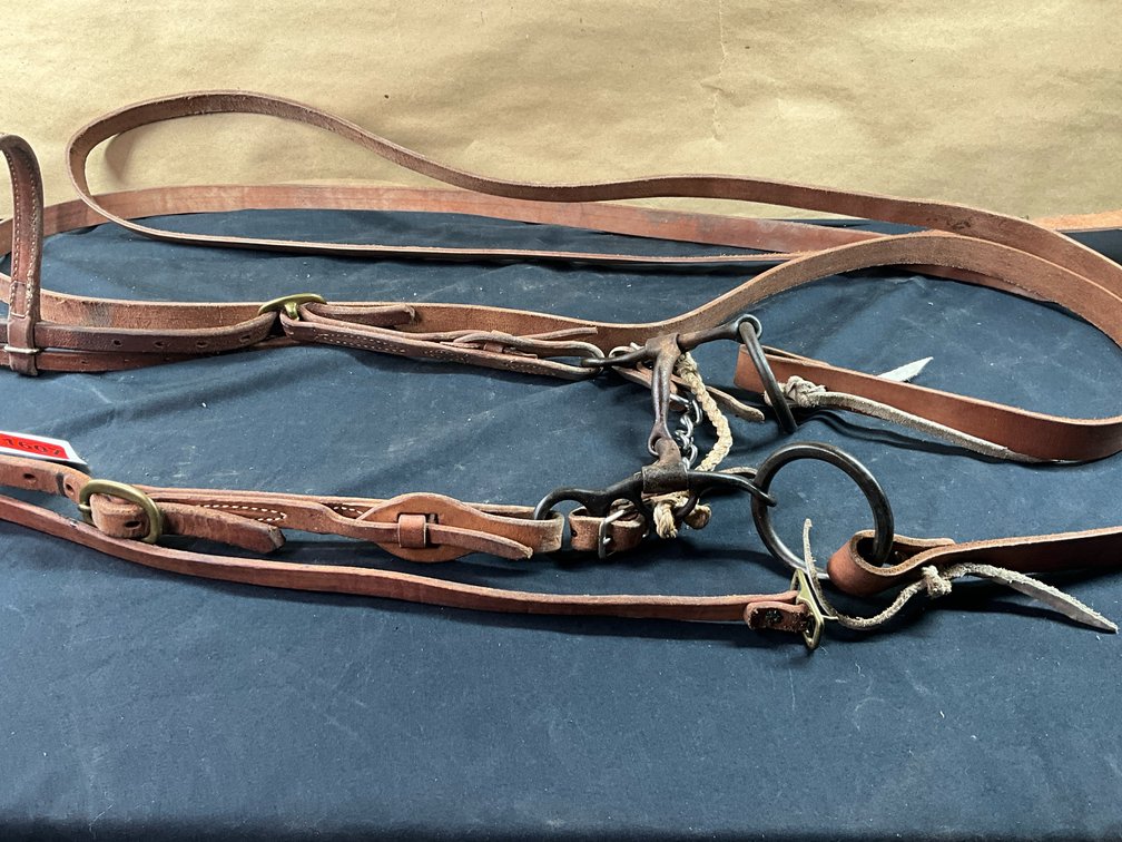 Loose Shanked Bit With Broken Mouthpiece With Leather Headstall And Split Reins