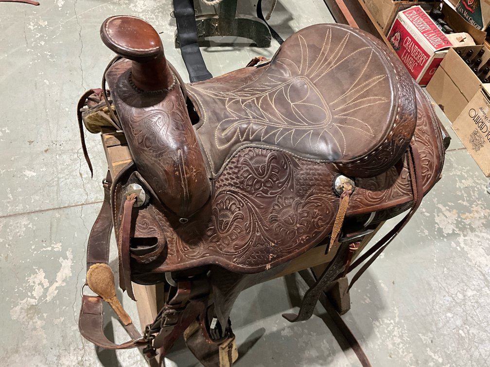 Unknown Maker Heavily Tooled Saddle 15" Seat