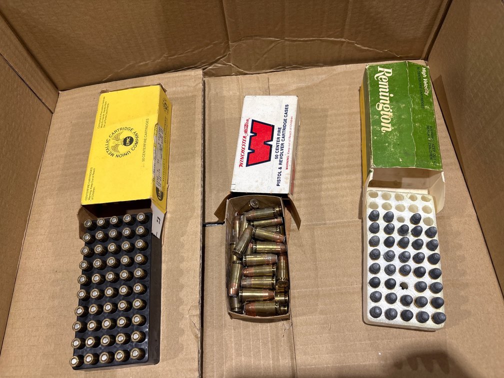 1-Box 32 S&W Long, 1-Box 25 Auto, 1-Box 9mm Luger