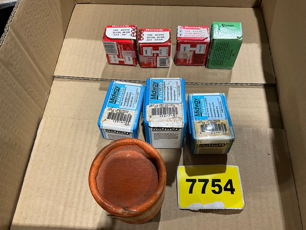 7-Boxes 22 Cal Bullets 52, 55, 60, 63 Grain .227 Diam