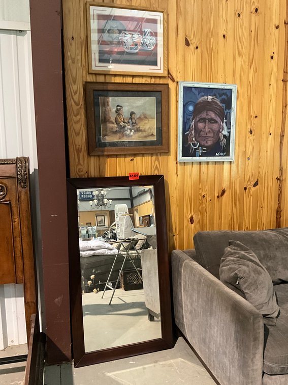 Mirror & 3 Paintings 