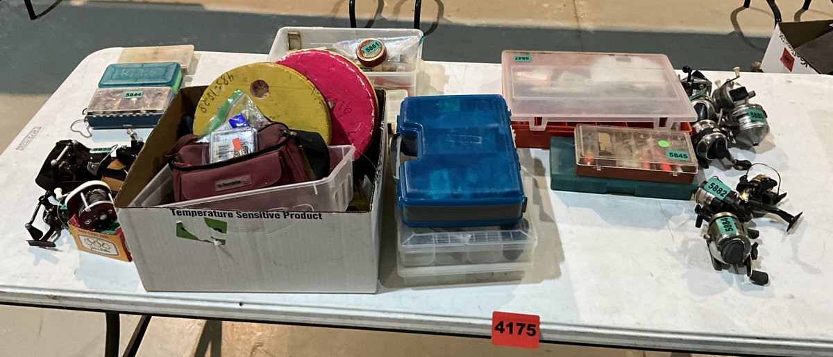 Table Lot Of Fishing Equipment 