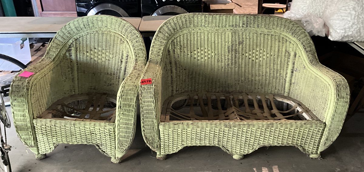 Green Wicker Set 