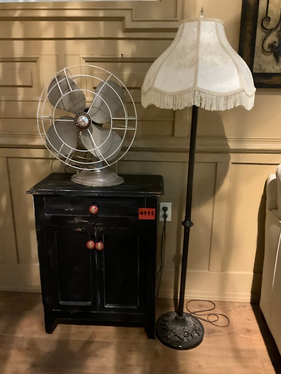Night Stand, Fan, & Lamp