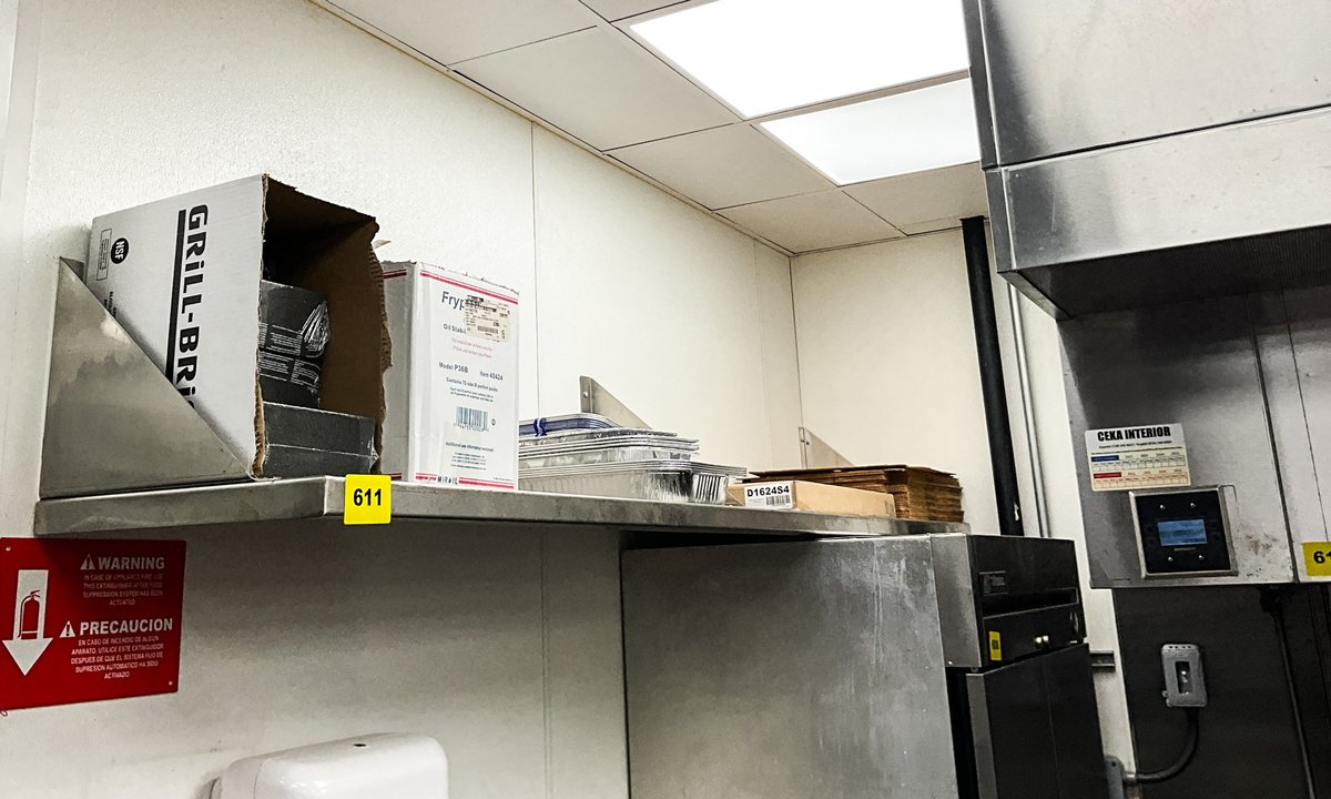 Stainless Wall Shelf & Contents 