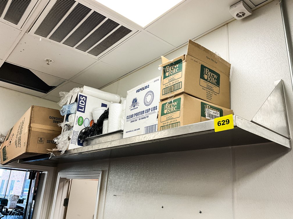 Stainless Wall Mount Shelf & Contents 