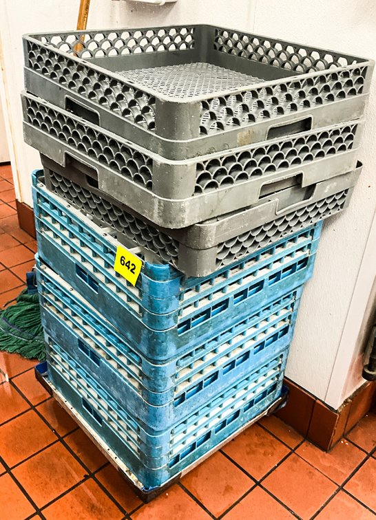 Glass Wash Crates On Cart 