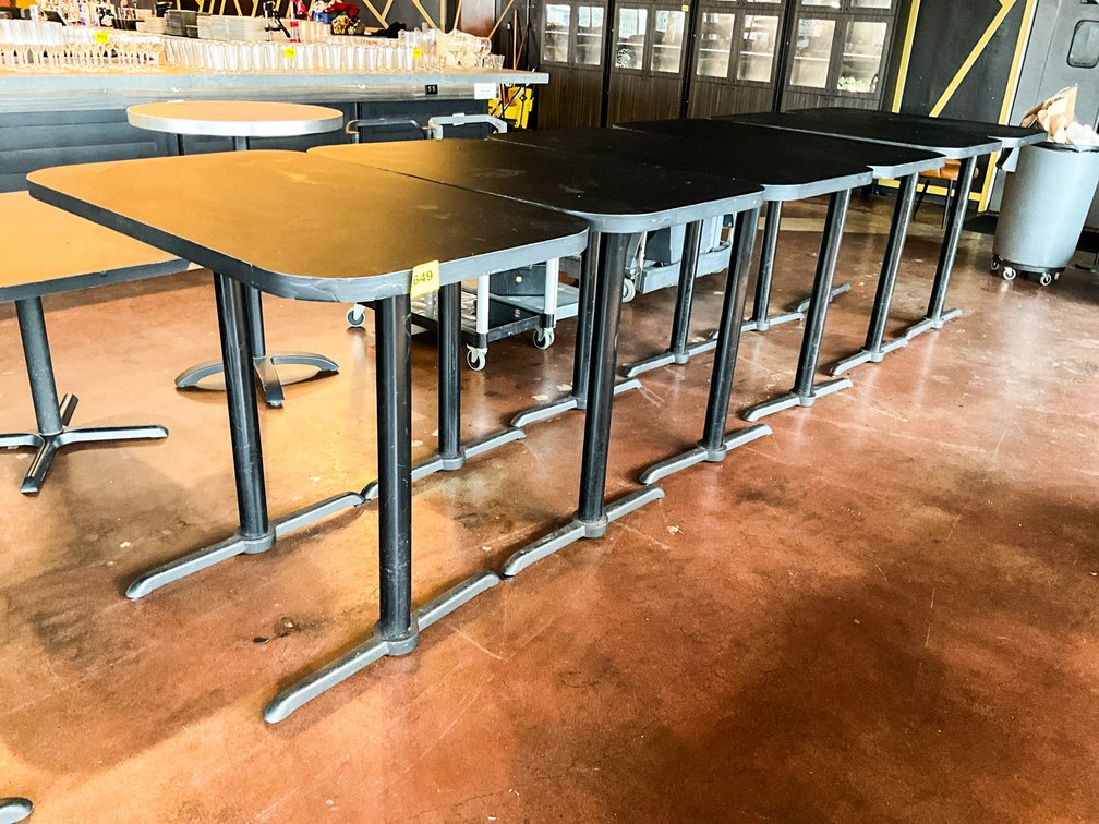 6 Black Formica Top Tables 