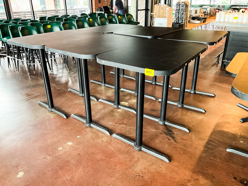6 Black Formica Top Tables 