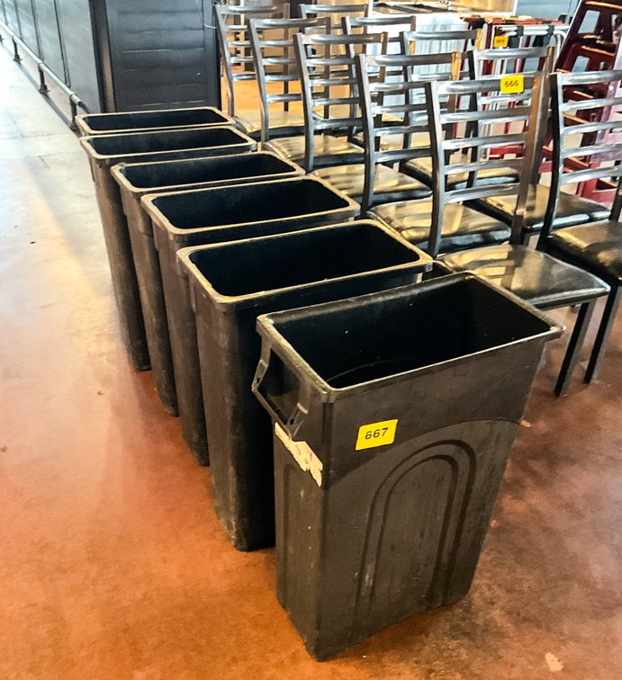 7 Black Trash Cans 
