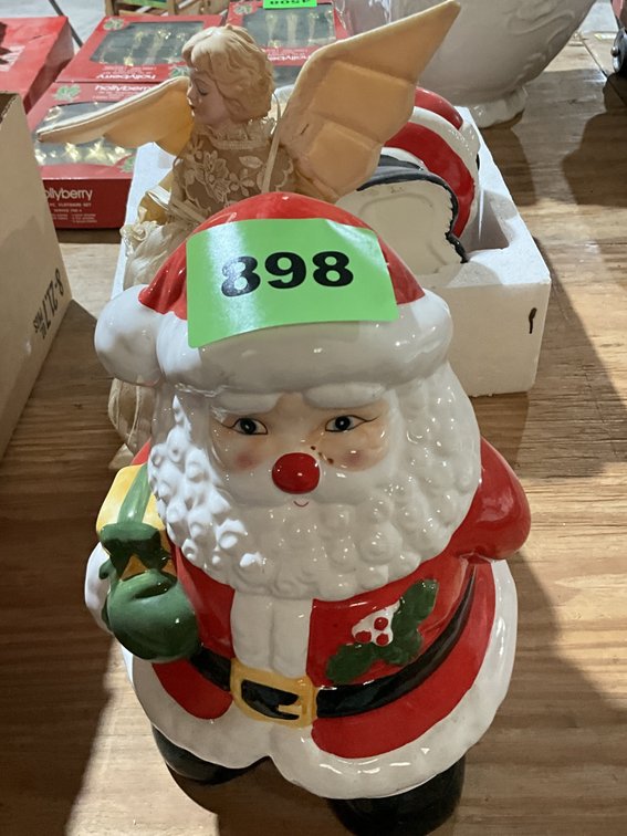 2 Santa Clause Cookie Jars & Angel 