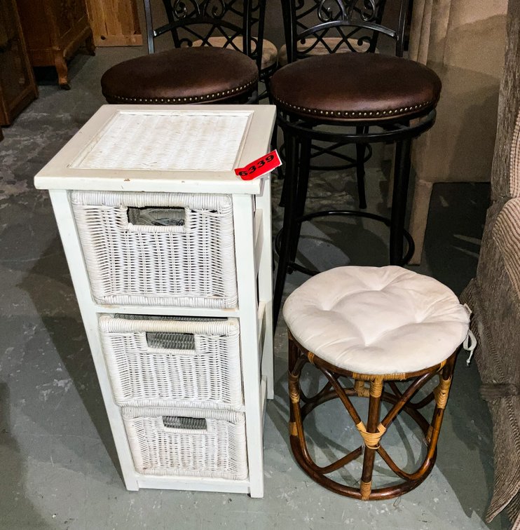 Wood & Wicker Storage & Stool
