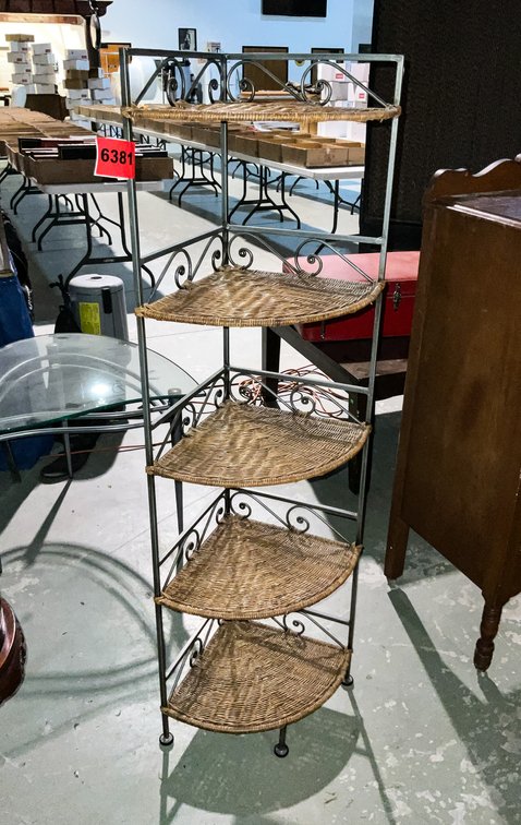 Pottery Barn Wicker & Iron Corner Shelf