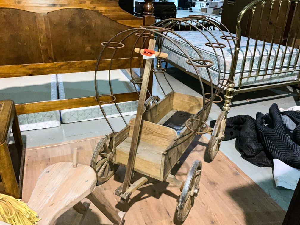 Covered Wagon Planter & Wooden Rocking Horse