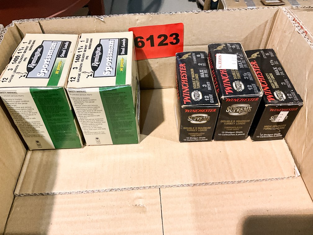 3 - Boxes 12 GA Turkey Loads, 2 - Boxes 12 GA Steel Shot