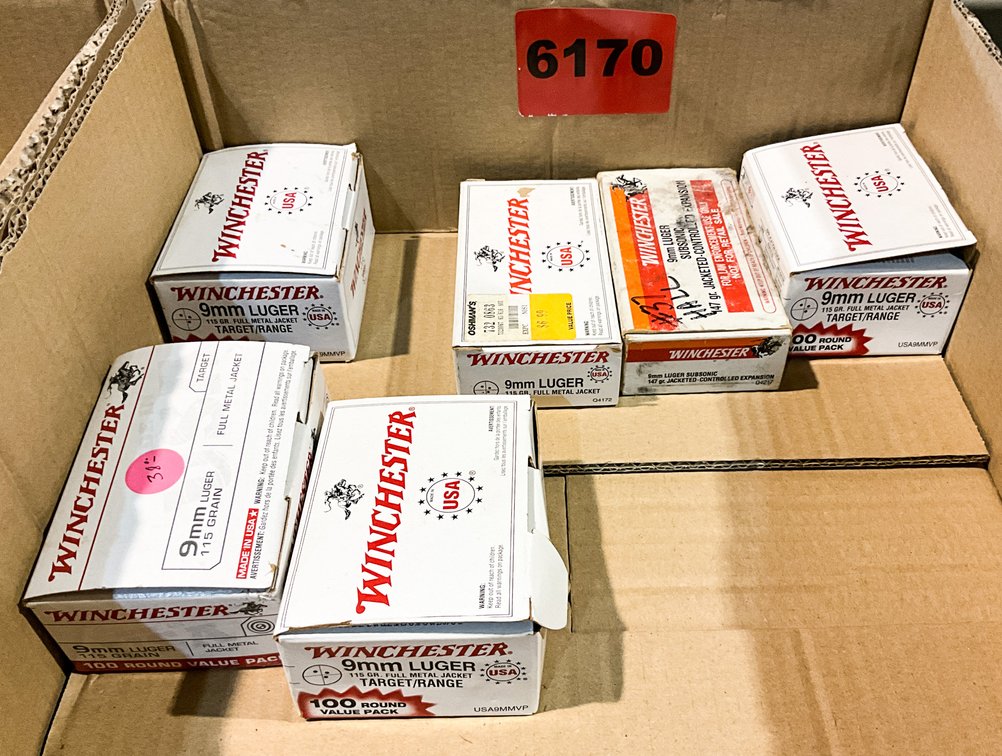 6 - Boxes 9 MM (Aprox. 450 Rounds) 