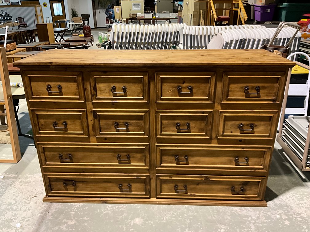 Large 12 Drawer Wooden Dresser
