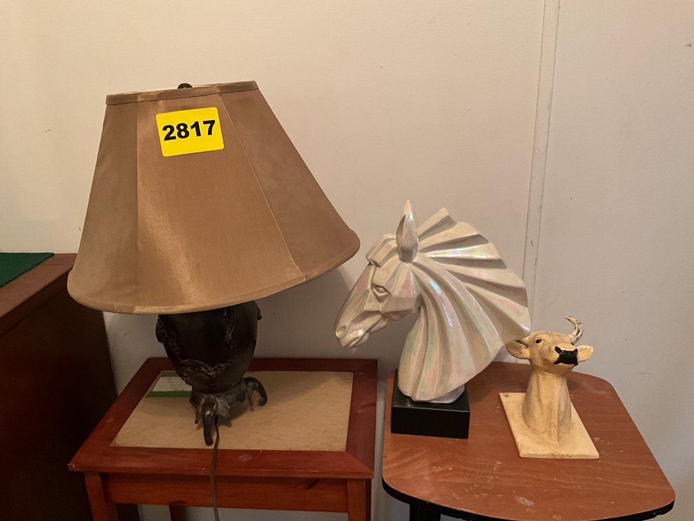 Horse Statue, Cow Plague, & Lamp 