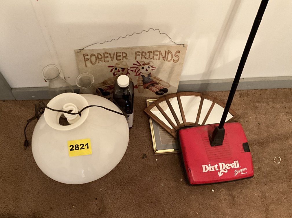 Pair Sconze Lamps, Mirror, Metal Sign, Wall Art, & Etc.
